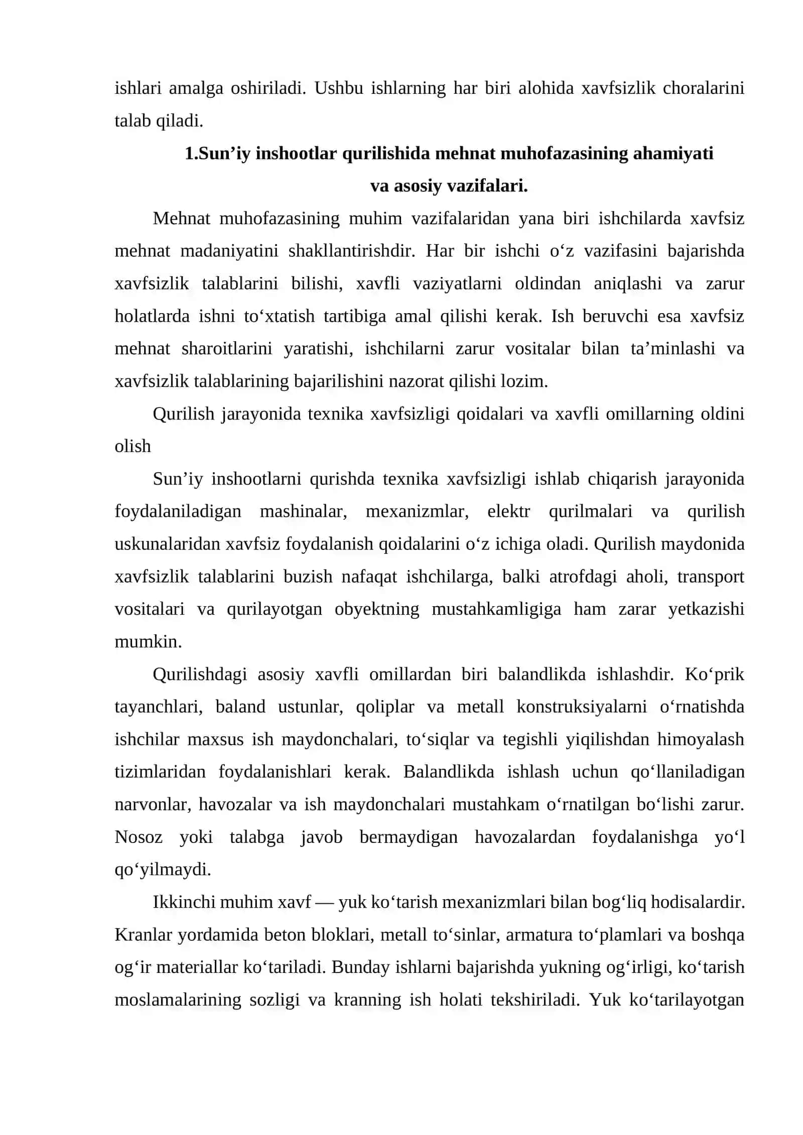 SUN'IY INSHOOTLARNI QURISHDA MEHNAT MUXOFAZASI VA TEXNIKA XAVFSIZLIGI 3