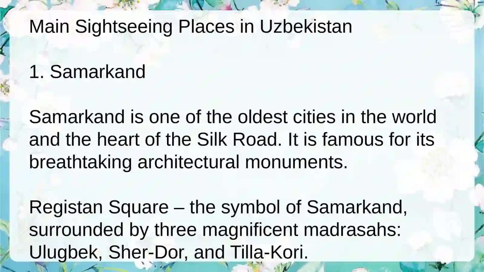 Sightseeing of Uzbekistan 3
