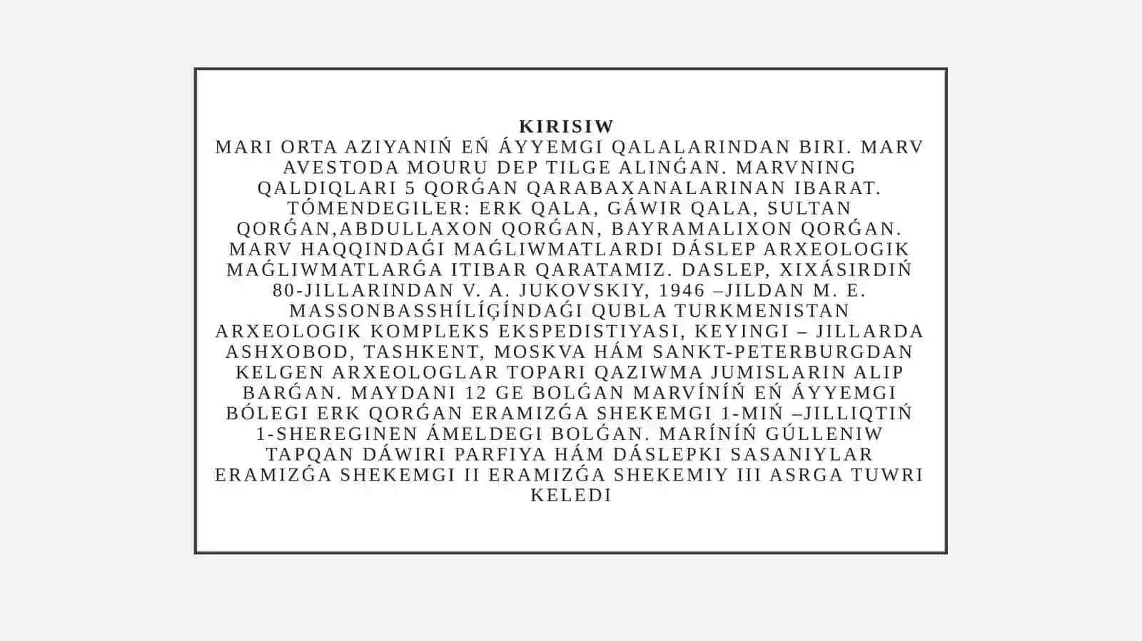 Marv Orta Aziyaniń ǵı alalar 3