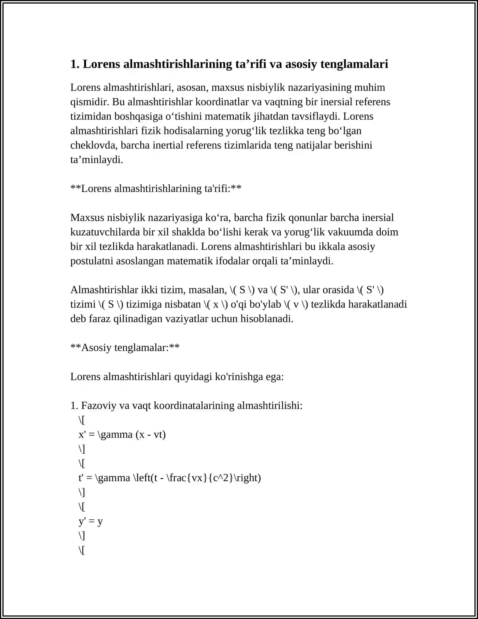 LORENS ALMASHTIRISHLARI VA UNDAN CHIQADIGAN XULOSALAR 3