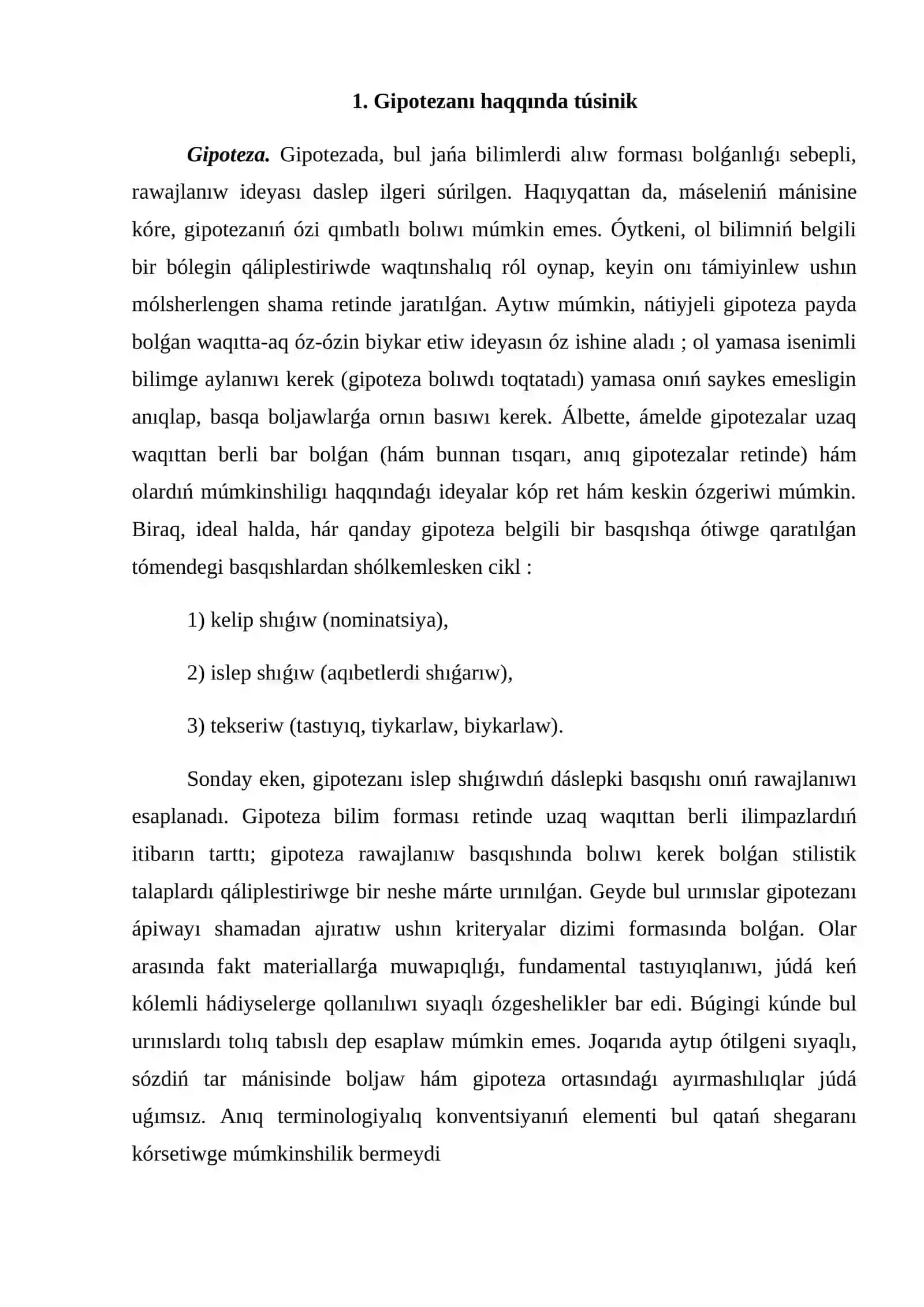 GIPOTEZANÍŃ QÁLIPLESIW BASQÍSHLARÍ 3