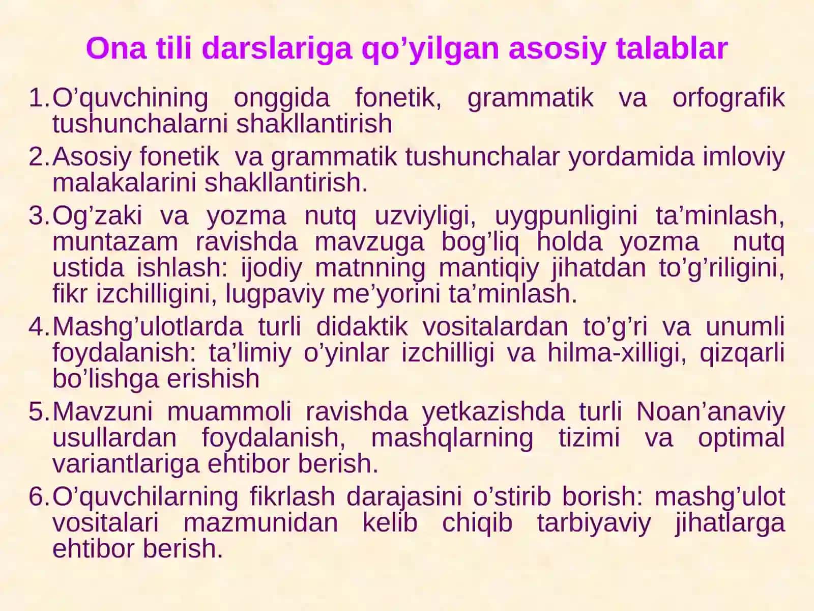 Ona tili darslari yozma ish turlari 3
