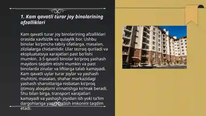 Kam qavatli turar joy binolari 3