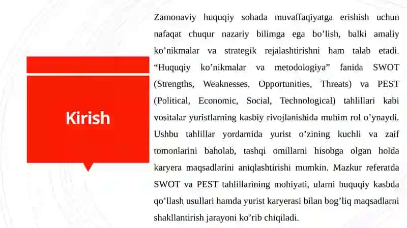 SWOT va PEST tahlillari 3