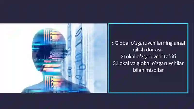 Python dasturlash tilida lokal va globalo’zgaruvchilar Reʼja 3