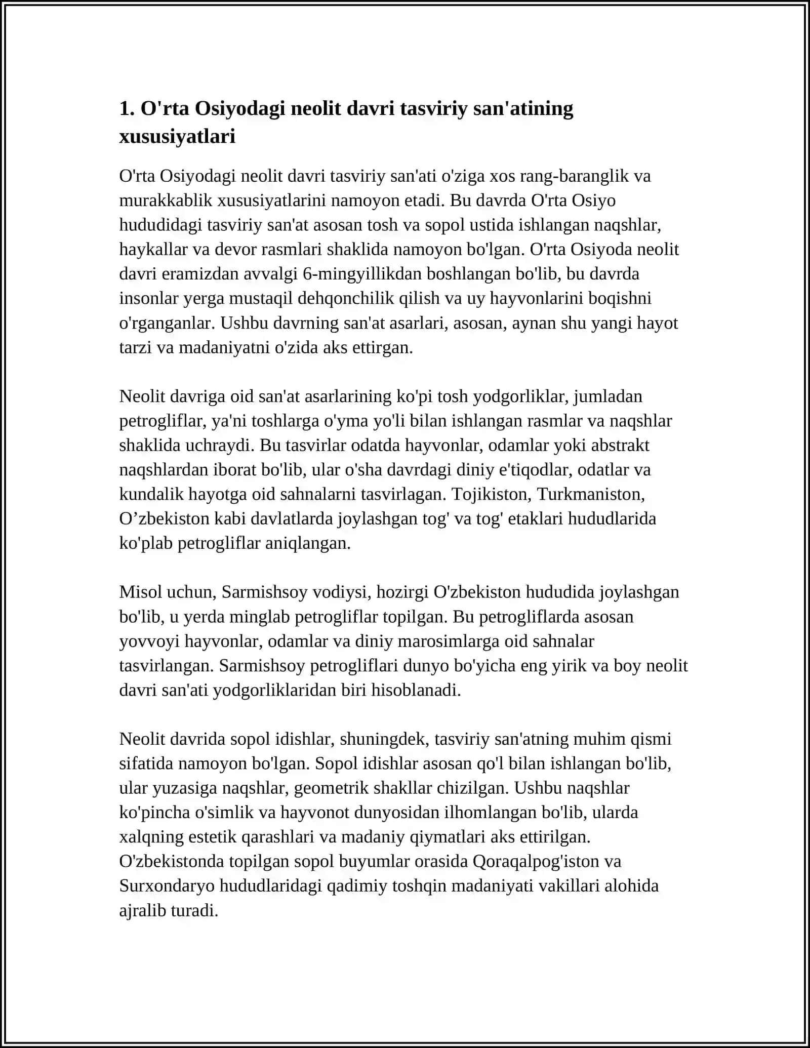 O'rta Osiyodagi neolit davri tasviriy san'atining xususiyatlari 3
