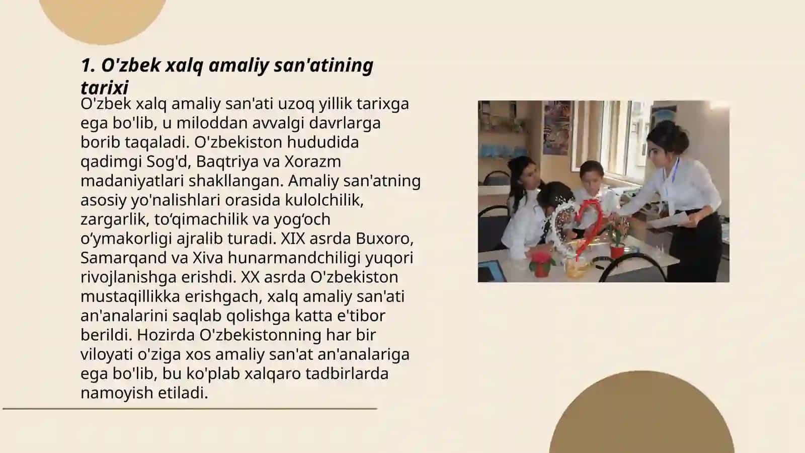O'zbek xalq amaliy san'ati va milliy hunarmandchilikning rivojlanishi 3