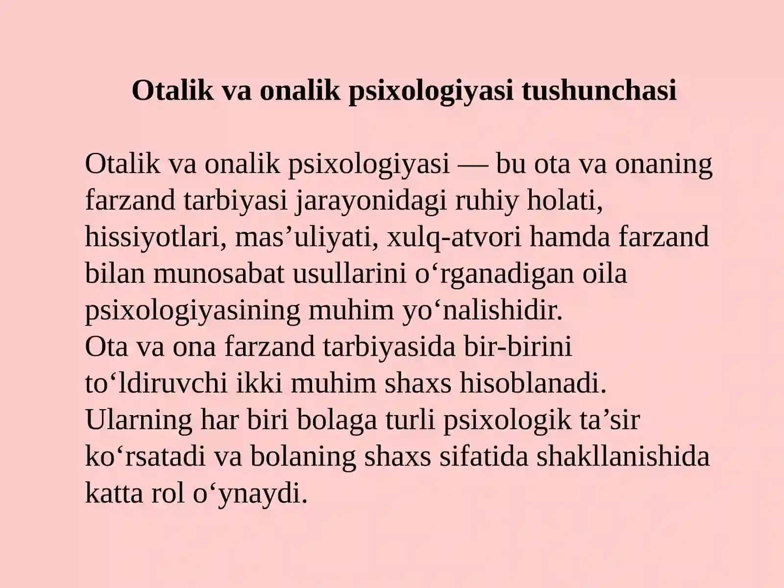 Otalik va onalik psixologiyasining o‘ziga xos jihatlari 3