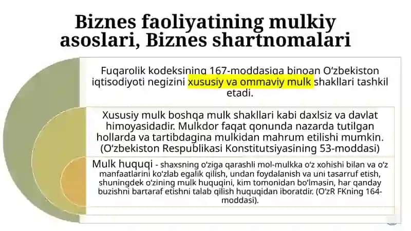 Biznes faoliyatining mulkiy asoslari 3