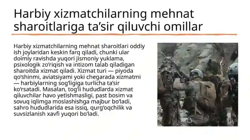 Harbiy xizmatchilarning mehnat sharoitlari 3