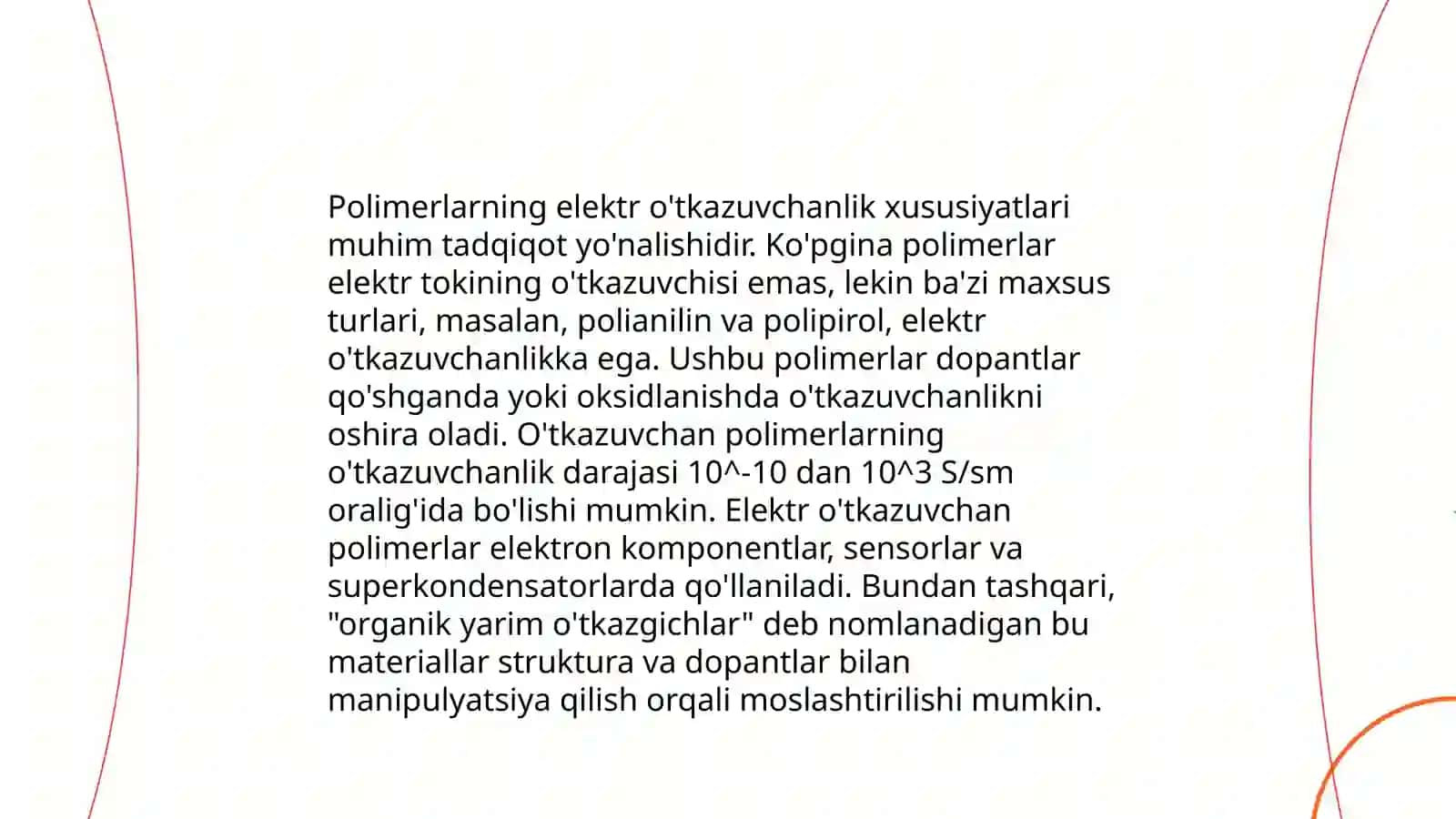 Polimerlarning elektr oʻtkazuvchanligi 3
