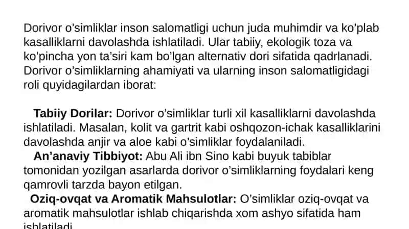 Dorivor oʼsimliklar 3