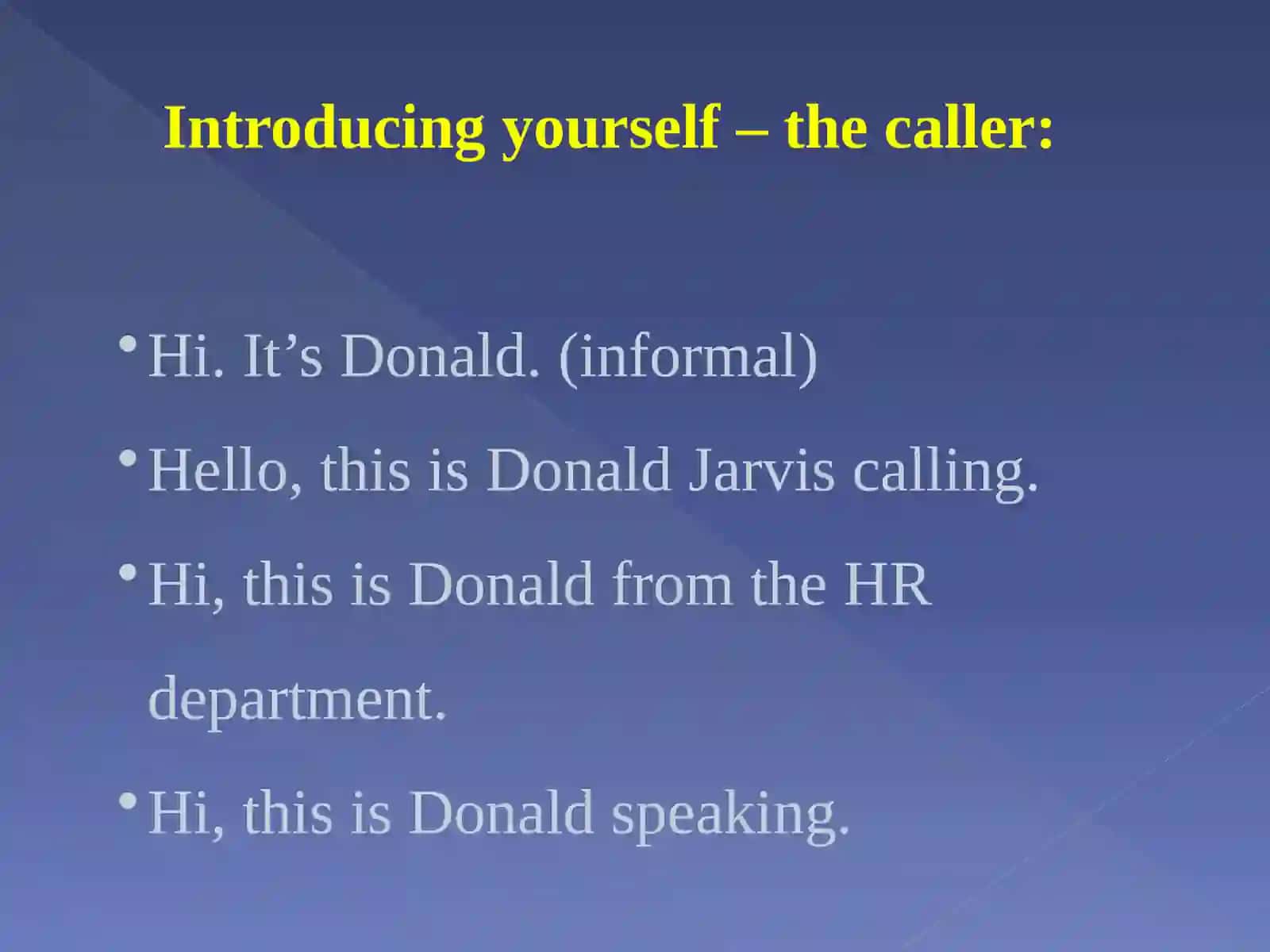 Telephone Etiquette Conversation Examples 3