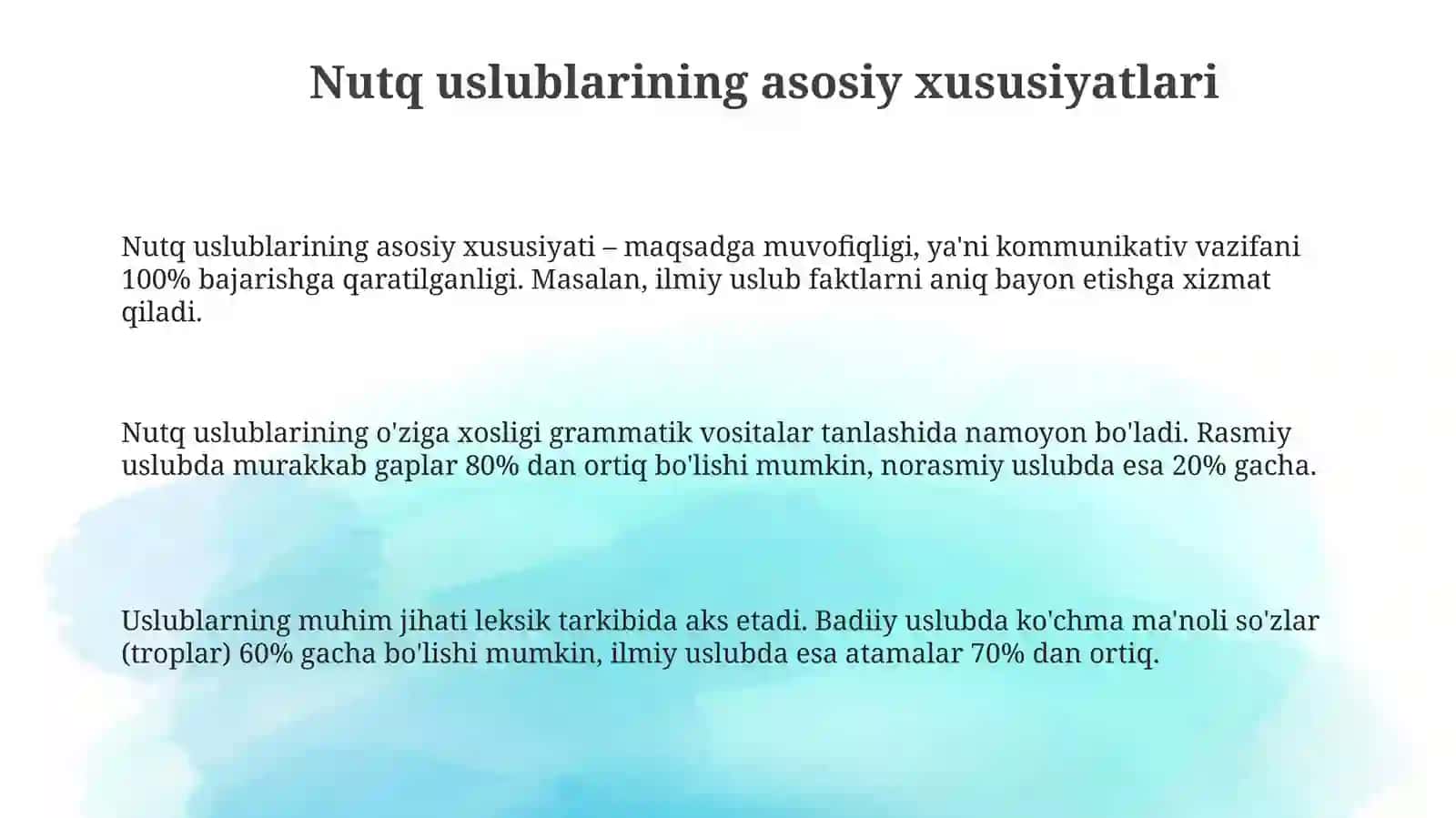 Nutq uslublarining qiyosiy tavsifi 3