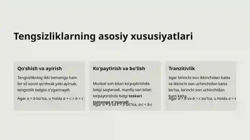 Tengsizliklarni qo‘shish va ko‘paytirish 1 3