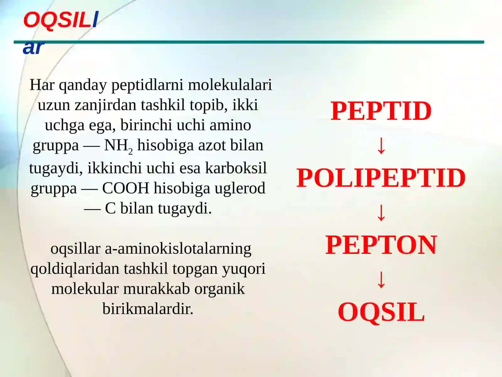 Oqsillar,peptidlar,nuklein kislotalar 3