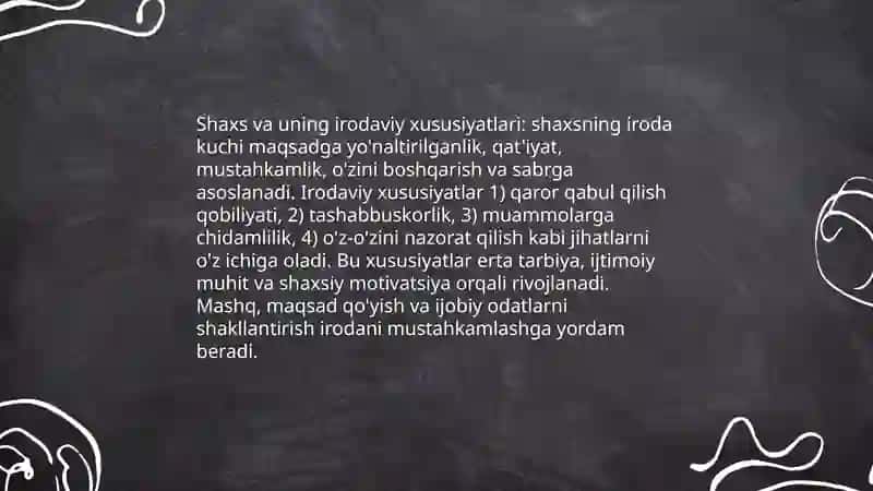 Shaxs va uning irodaviy sohasi 3
