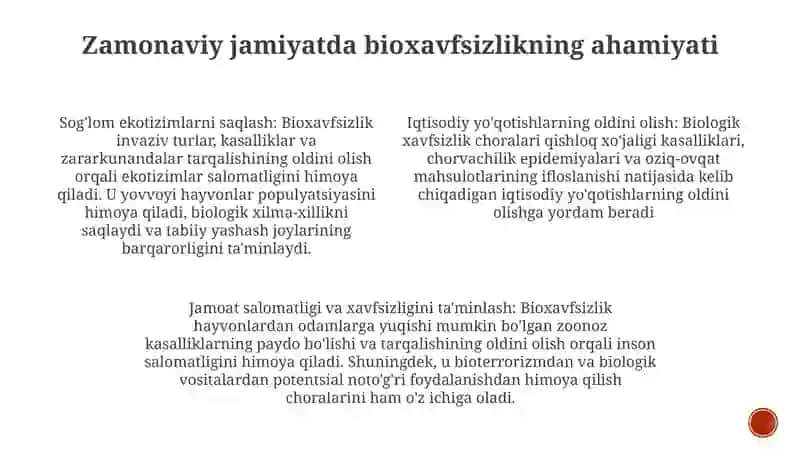 Bioxavfsizlikda Zamonaviy Usullarni QoʻLlash 3