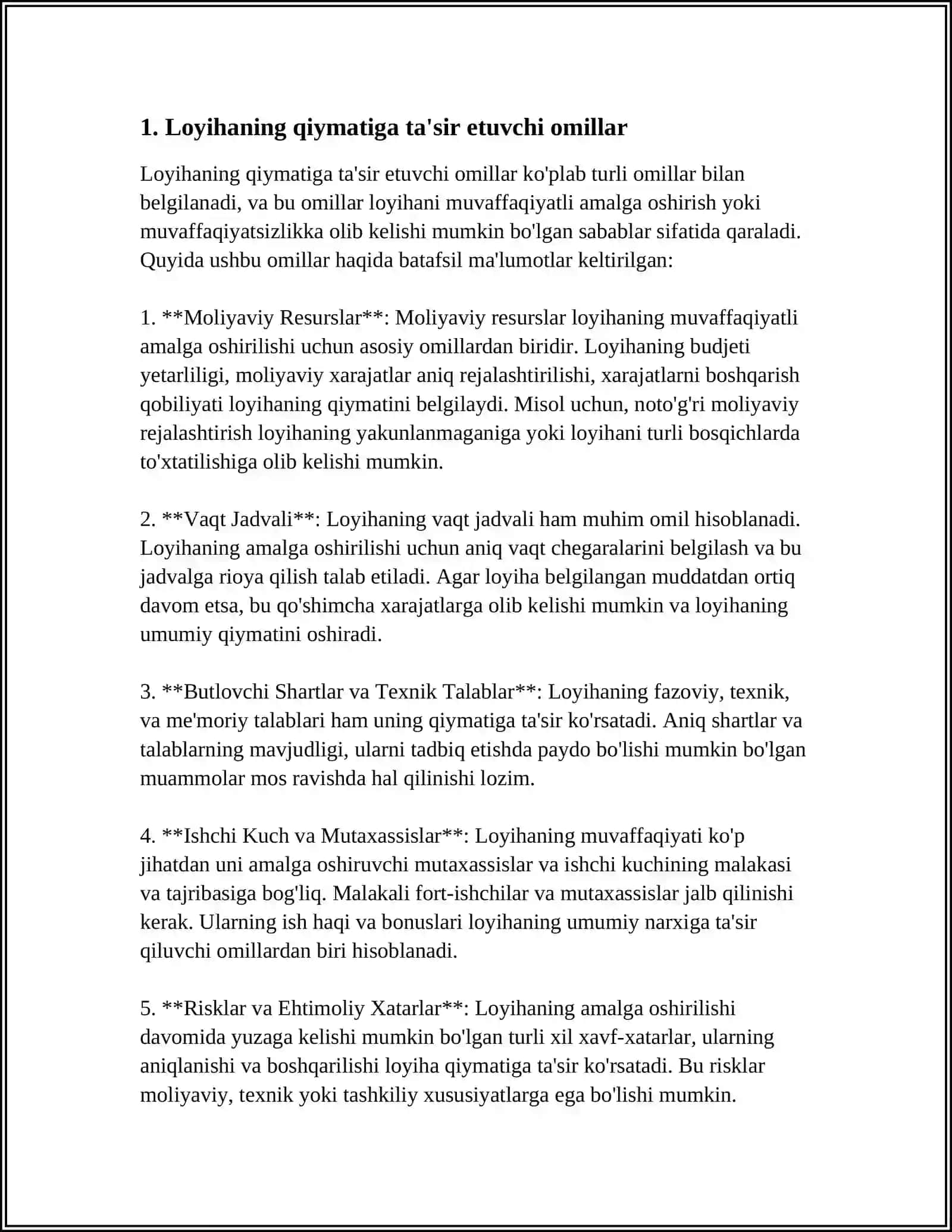 LOYIHANING QIYMATINI BAHOLASH USULLARI 3