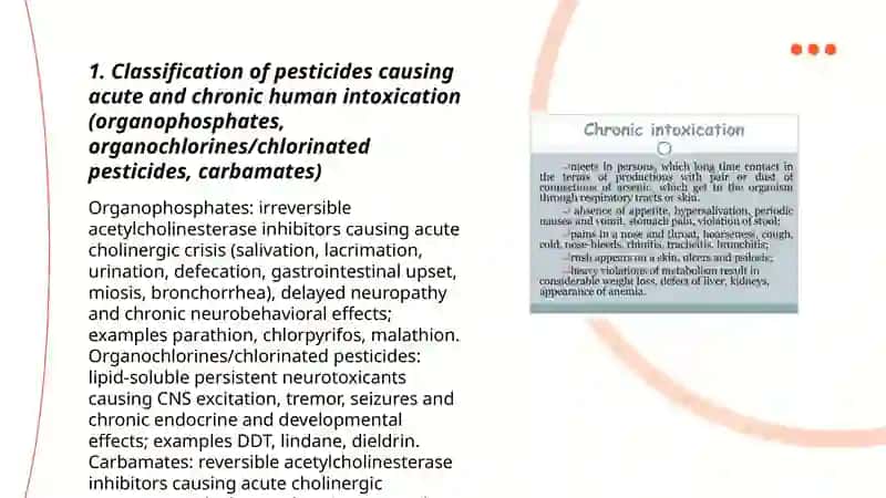 Acute and chronic intoxications with pesticides – classification, pathogenesis 3