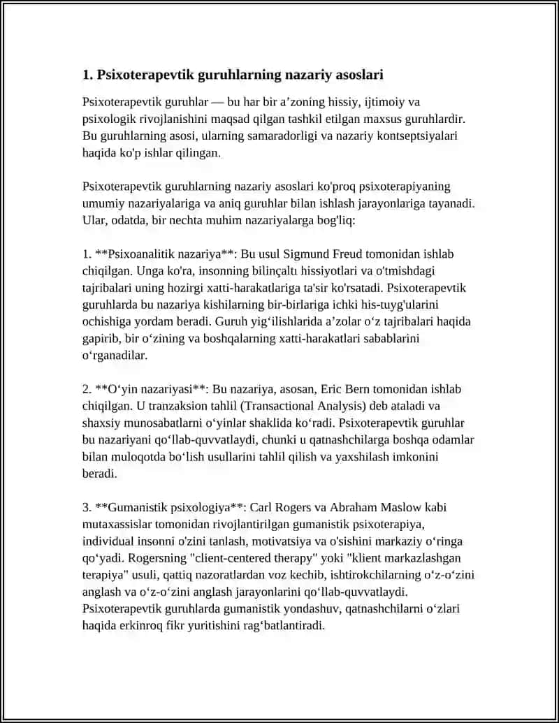 PSIXOTERAPEVTIK GURUHLARDA ISHLASH 3