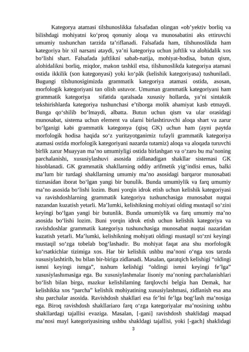 O‘zbek tilshunosligida grammatik kategoriya tushunchasi  talqini 3
