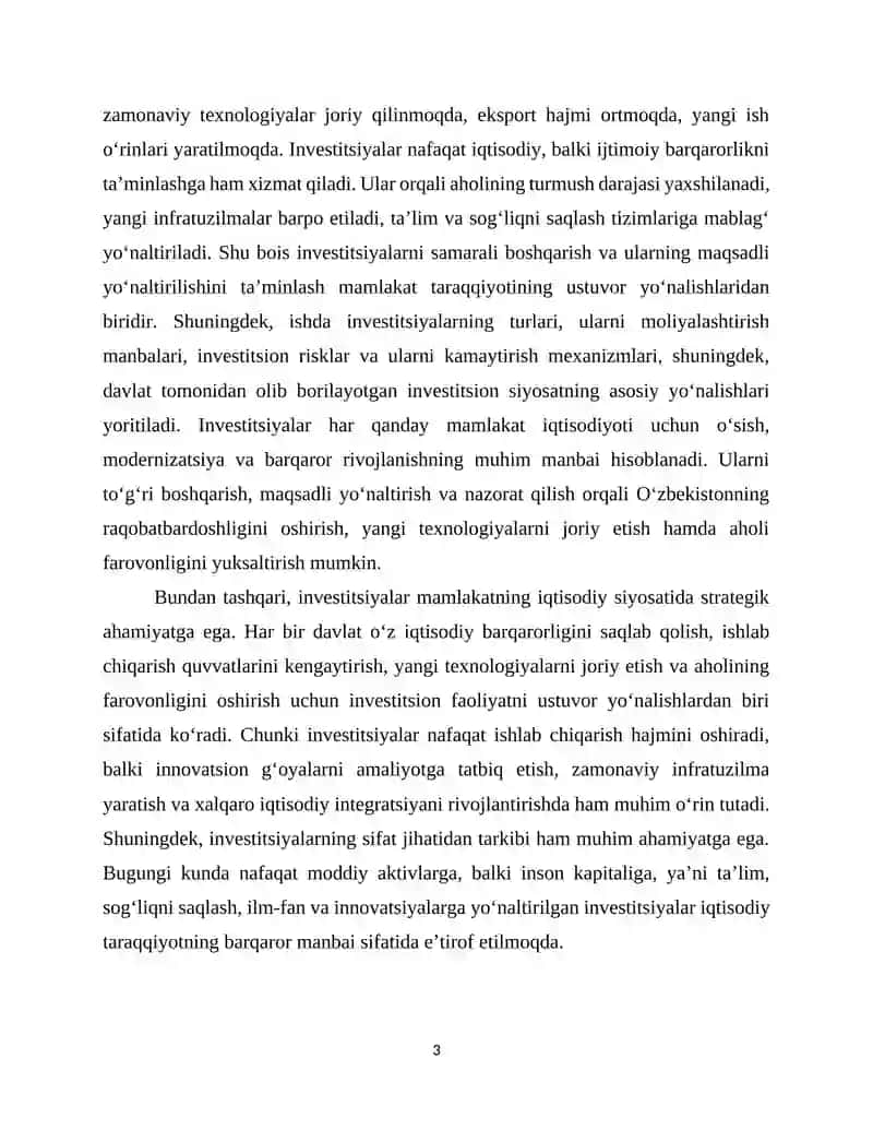 Investitsiyalash maqsadlari va vazifalari 3