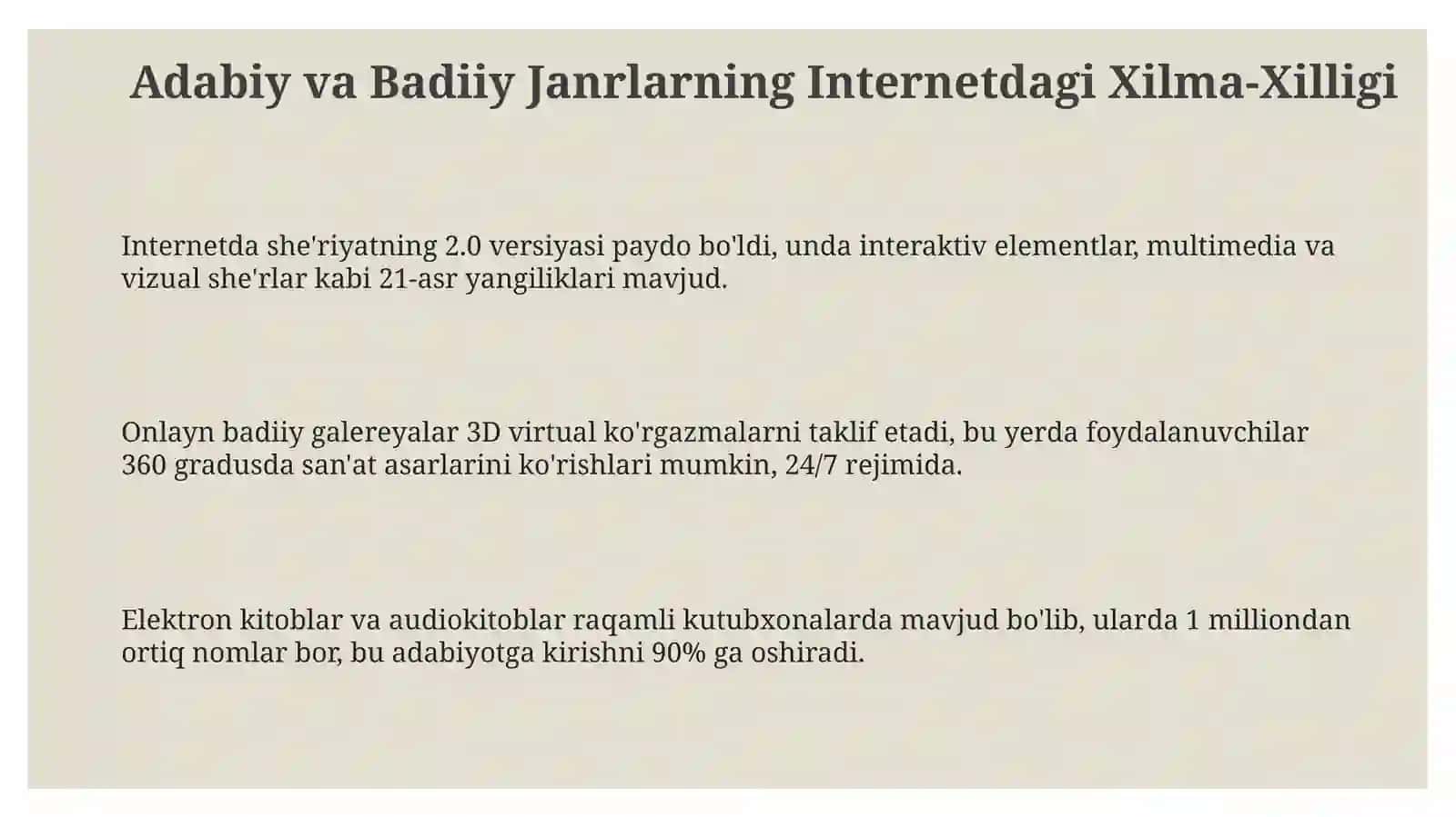 Internetdagi axborot resurslarining turlari (adabiy va badiiy janrlar) 3