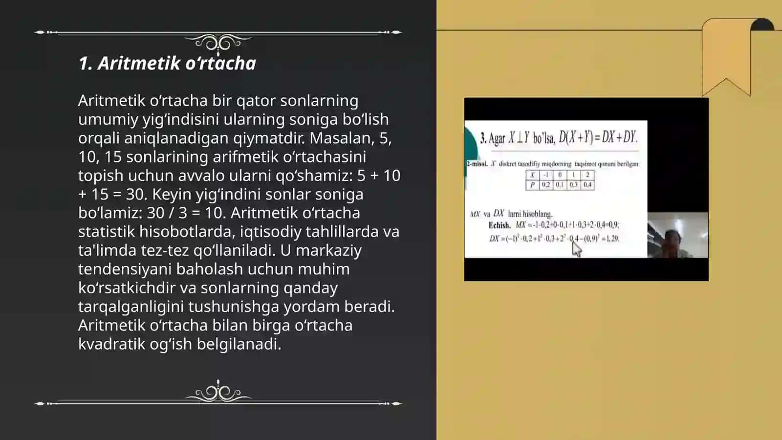 Oʻrtacha miqdorlar 3