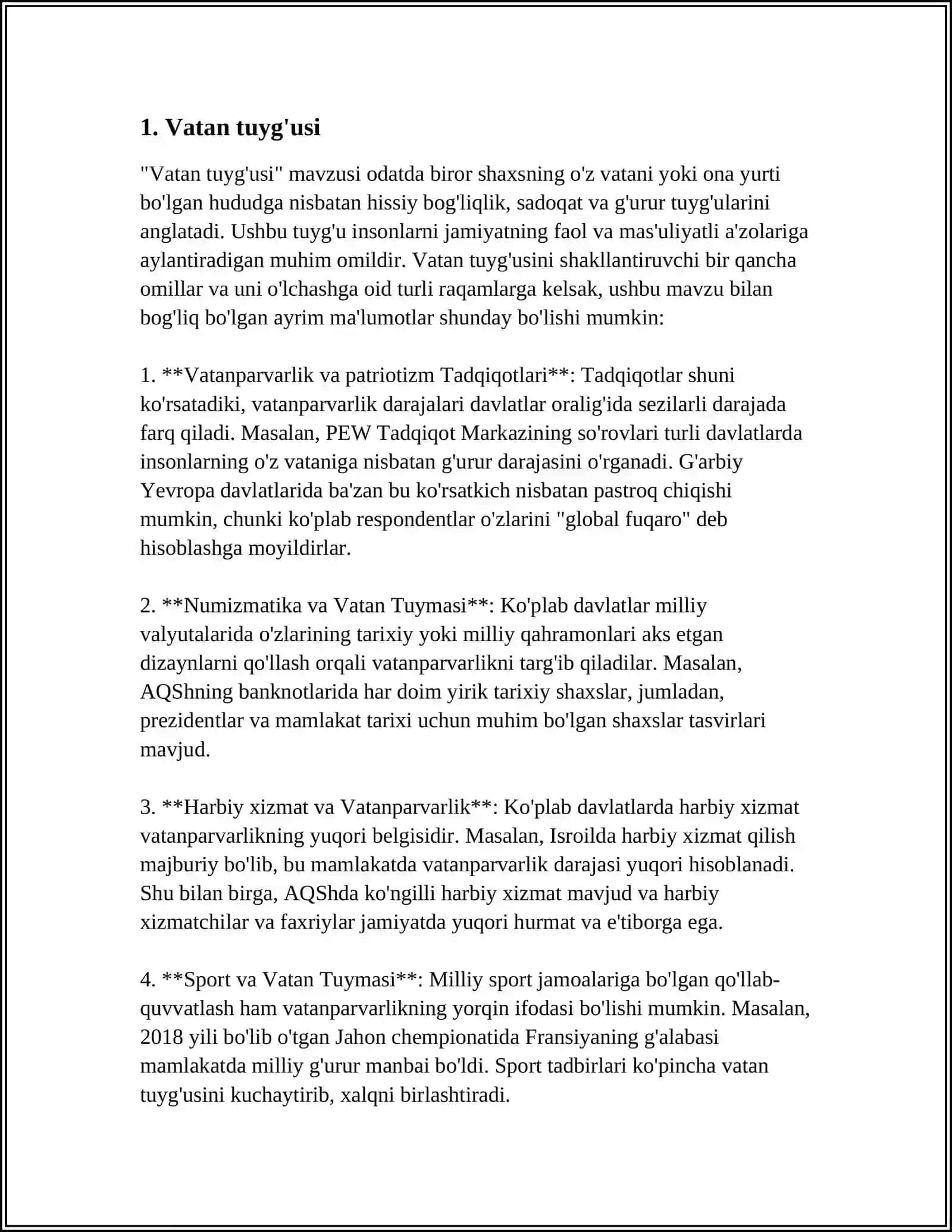 MUSTAQIL ISH Mavzu: VATAN 3