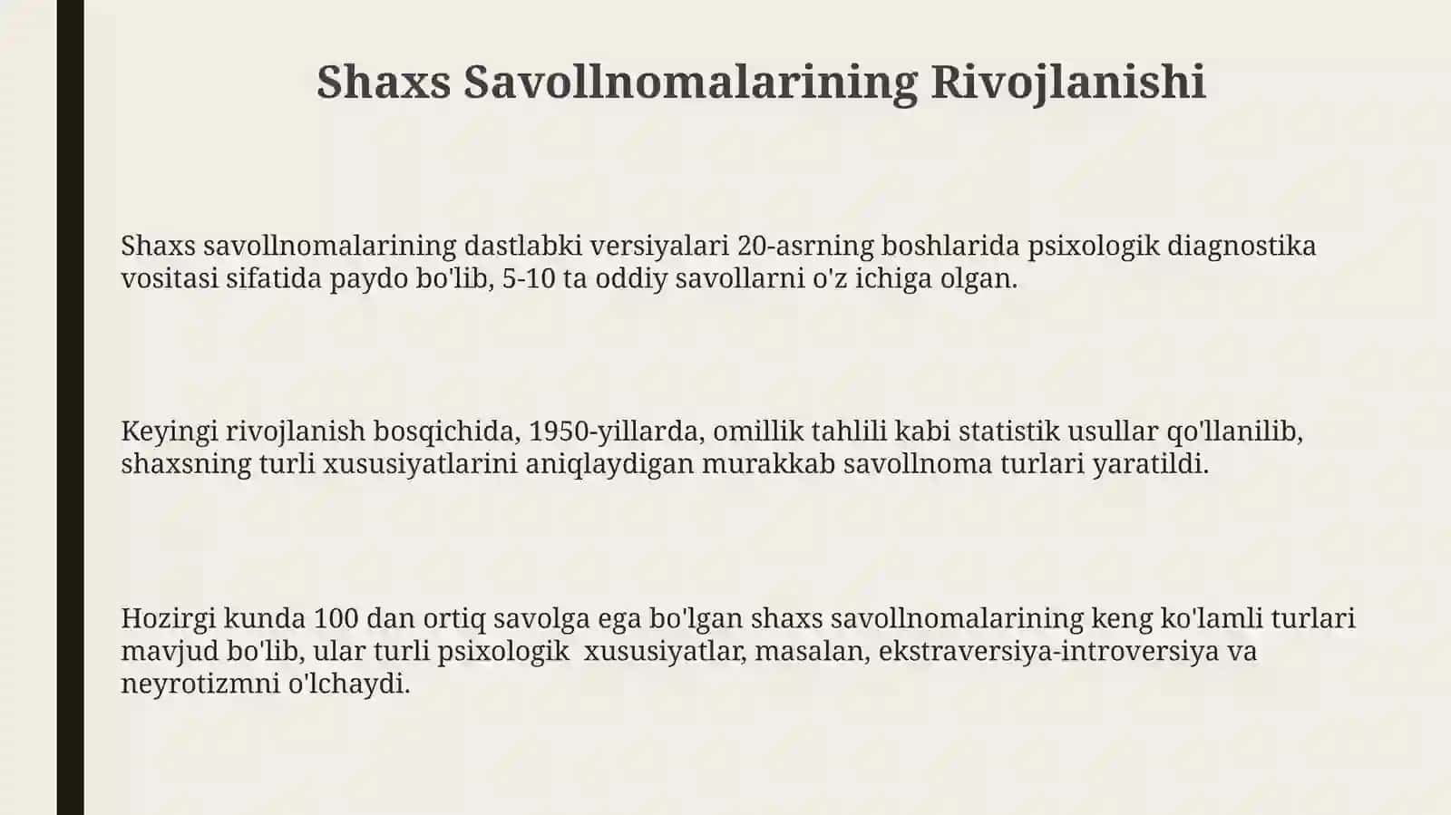 Shaxs soʻrovnomalari tarixi 3