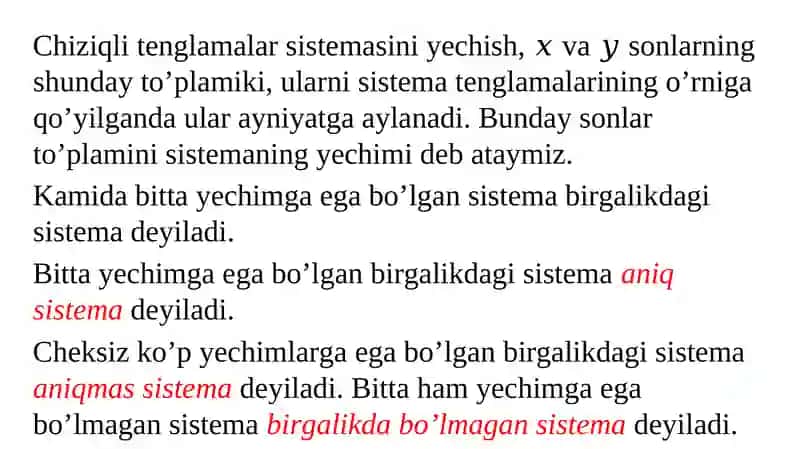 Chiziqli Tenglamalar Sistemasi 3