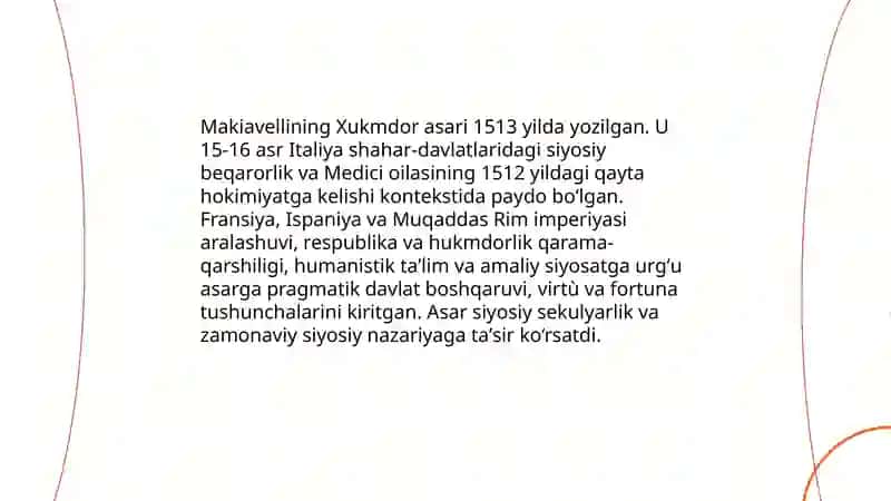 Makiavellining "Xukmdor" asari 3