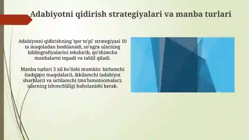 Adabiyotlarni izlash va tanlash 3