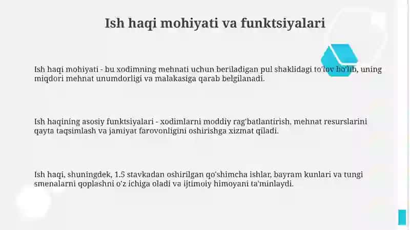 Ish haqining mohiyati va funktsiyalari 3