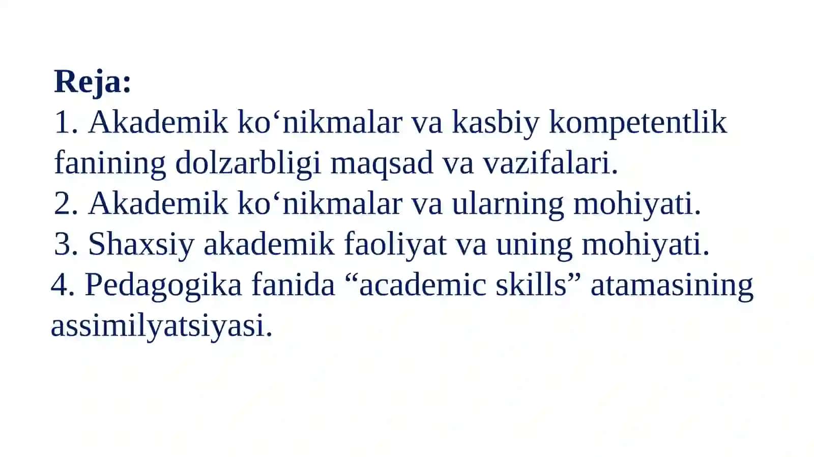 Akademik ko'nikmalar va Kasbiy Kompetentlik faniga kirish 3