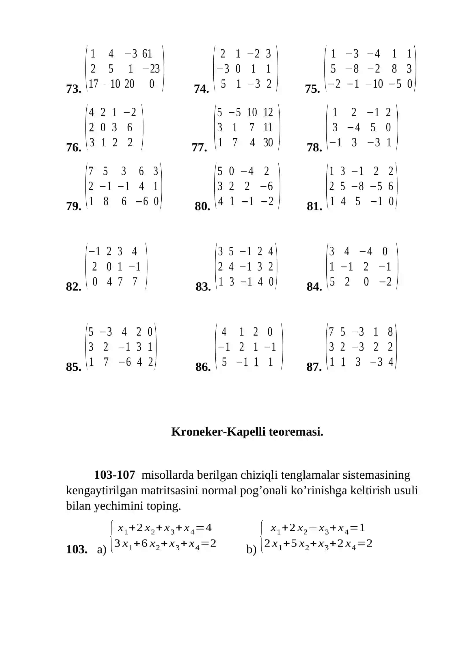 1-21 chiziqli tеnglamalar sistеmasini Gauss usuli bilan yеching 3