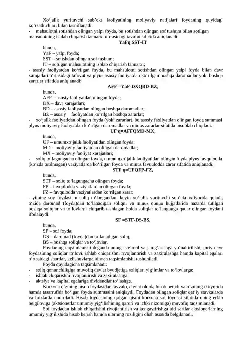 MAVZU. MOLIYAVIY NATIJALAR HISOBI 3