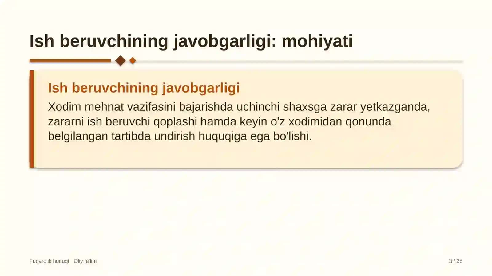 oziq ovqat sanoatida xodim yetkazgan zarar uchun ish beruvchining javobgarligi 2738 3