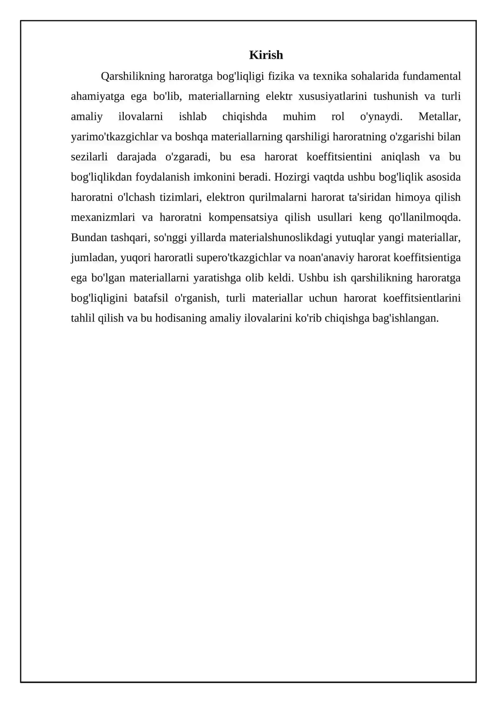 Qarshilikning haroratga bog'liqligi: Asoslar va xususiyatlar 3