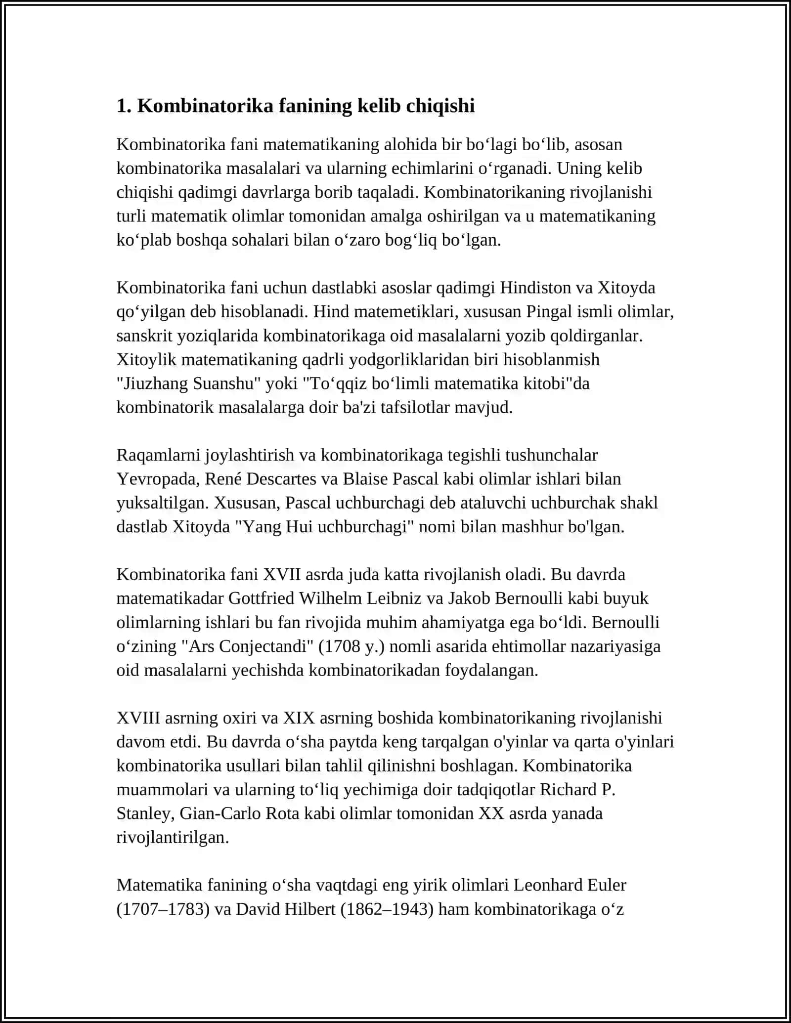 KOMBINATORIKA FANI RIVOJLANISH TARIXI 3