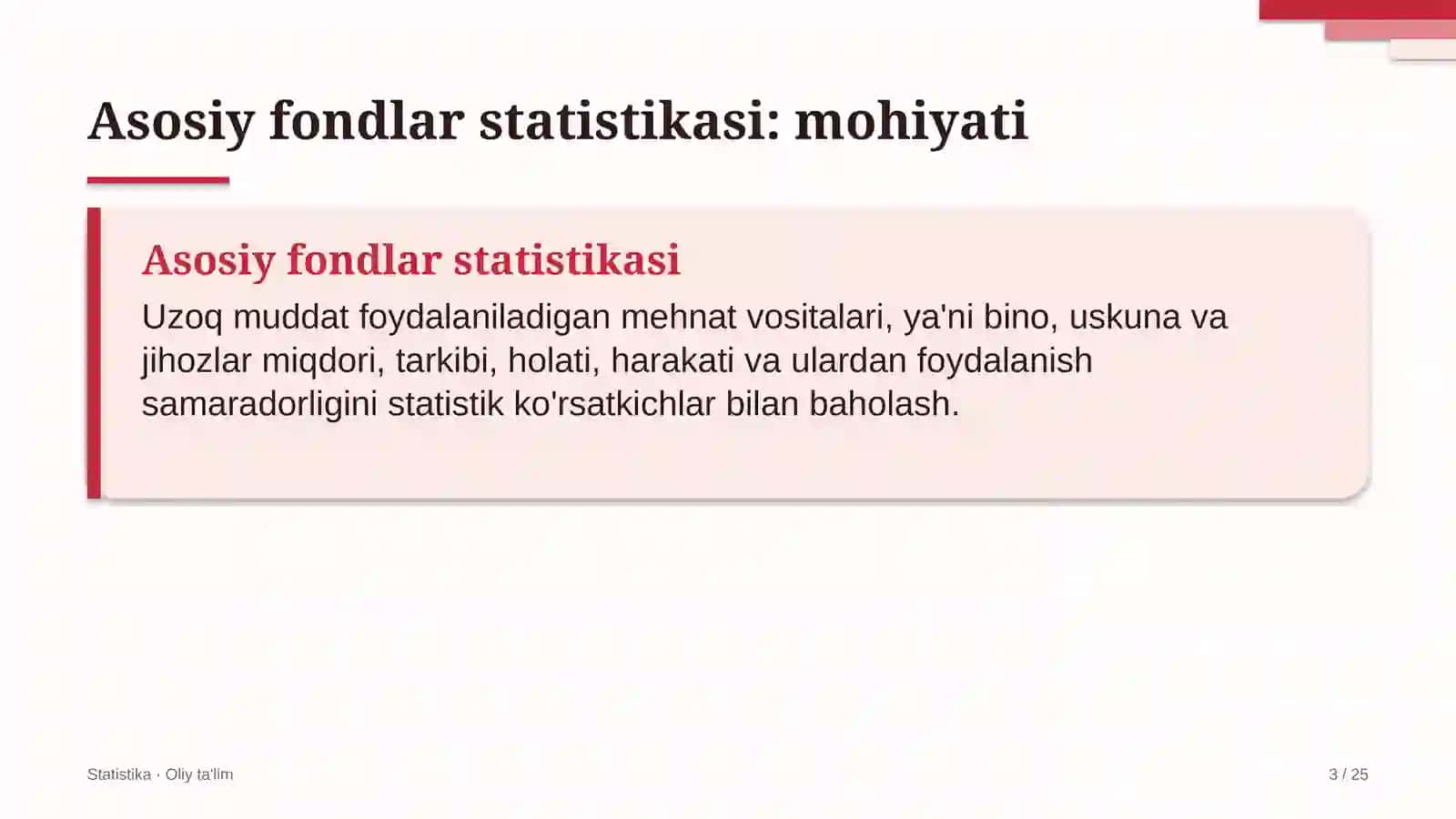 Asosiy fondlar statistikasi 3