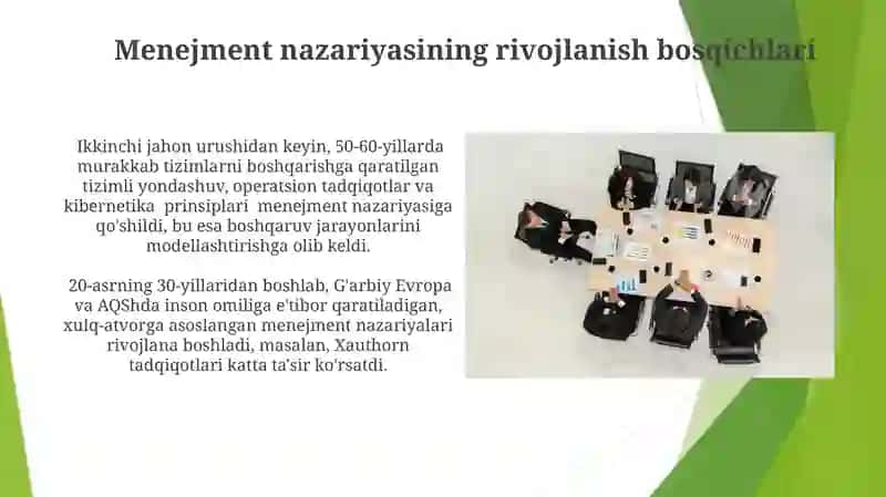 Menejment nazariyasining rivojlanish bosqichlari 3