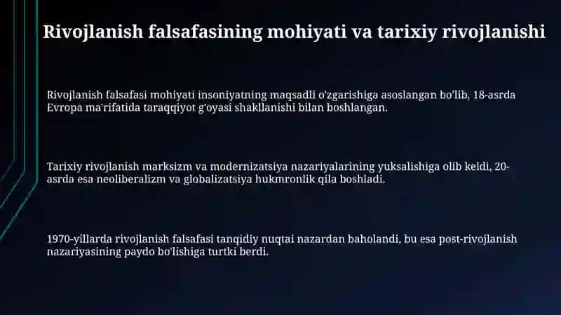 Rivojlanish falsafasi 3
