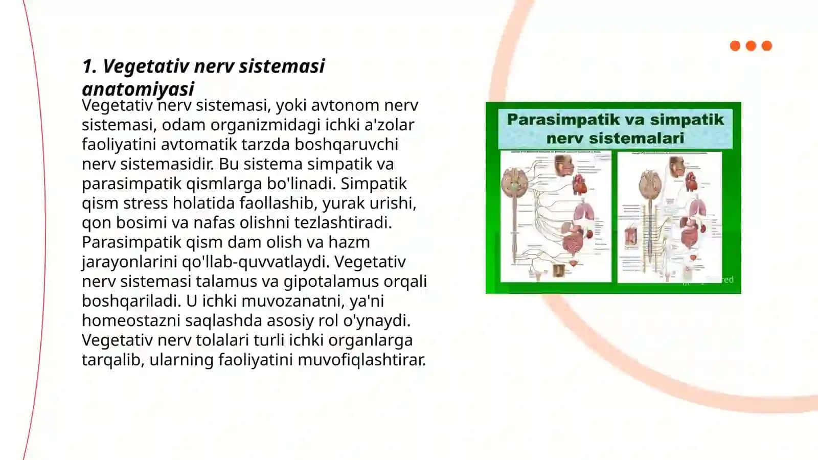 Vegetativ nerv sistemasi faoliyatini o'rganish 3