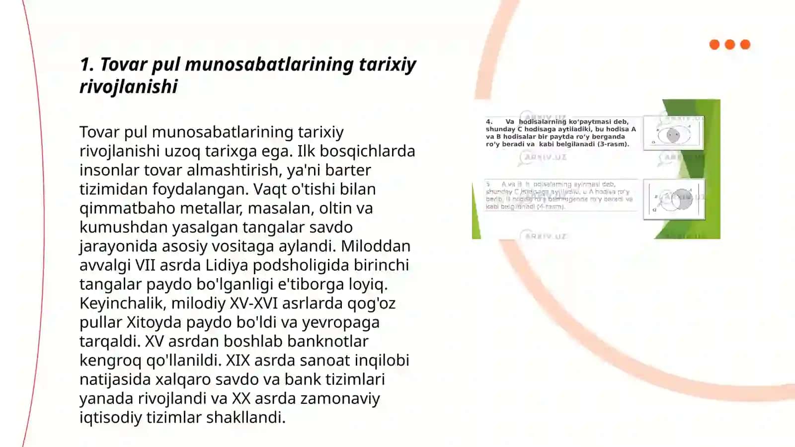 Tovar pul munosabatlari rivojlanishi 3