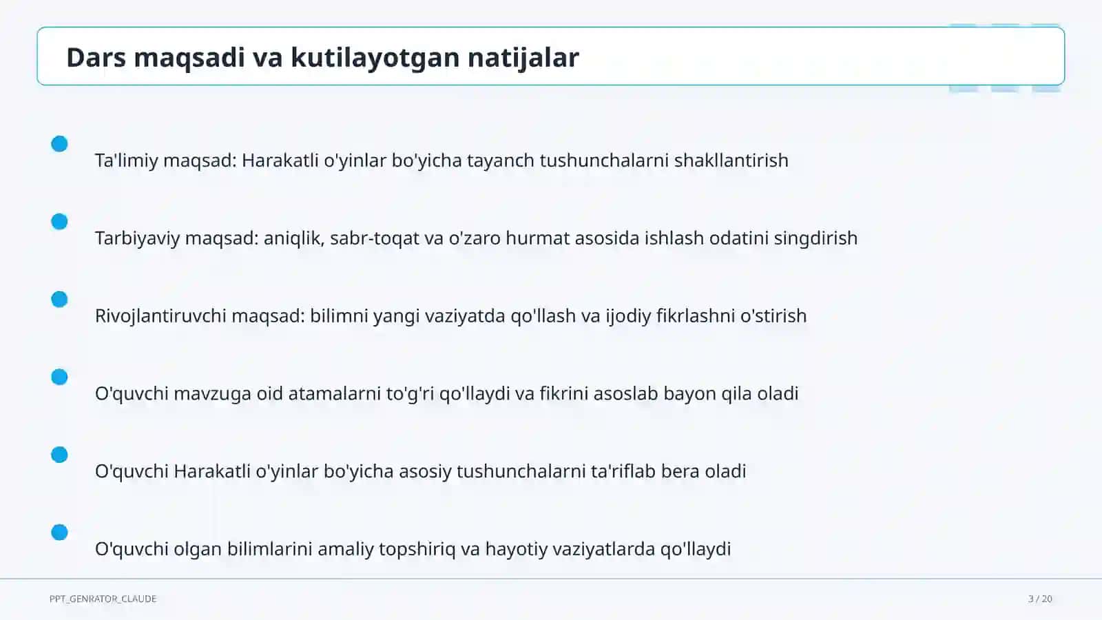 Harakatli o'yinlar (1-sinf) 3