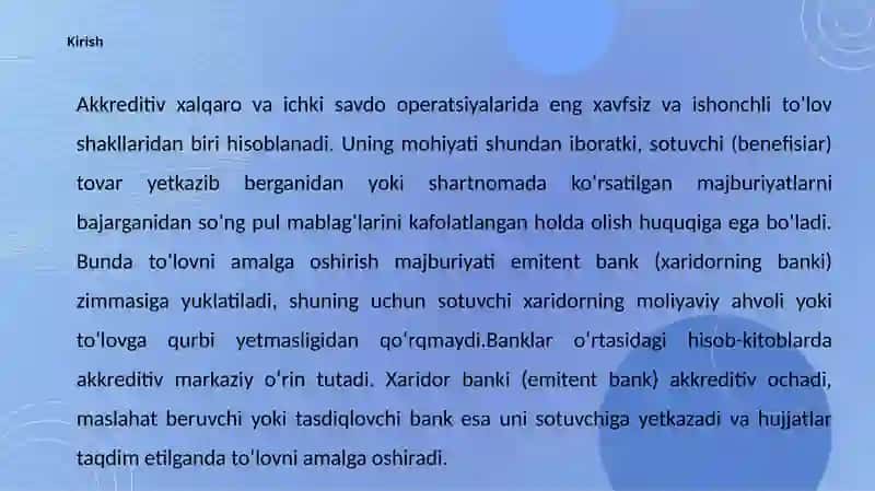 Akkreditiv bo‘yicha hisob-kitoblar 3
