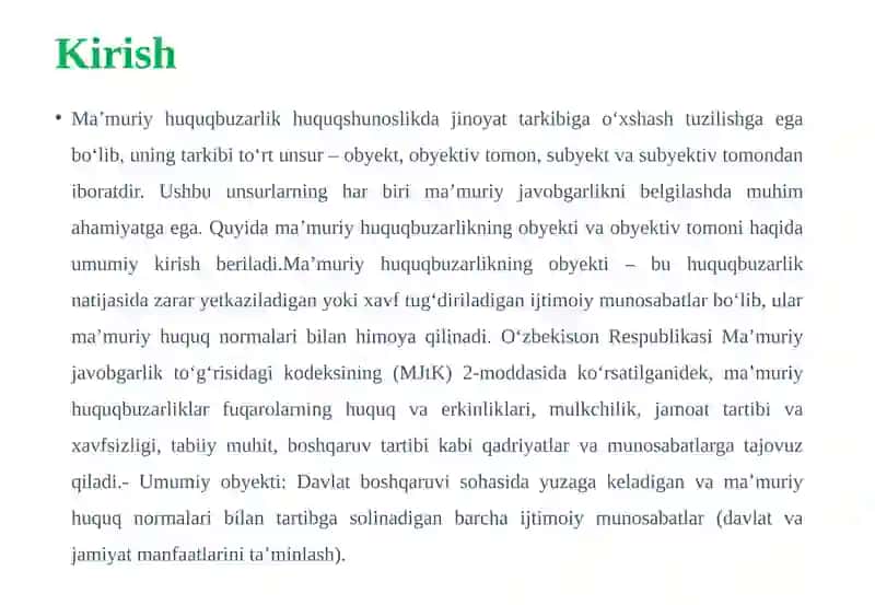Ma’muriy huquqbuzarlikning obyekti va obyektiv tomoni 3