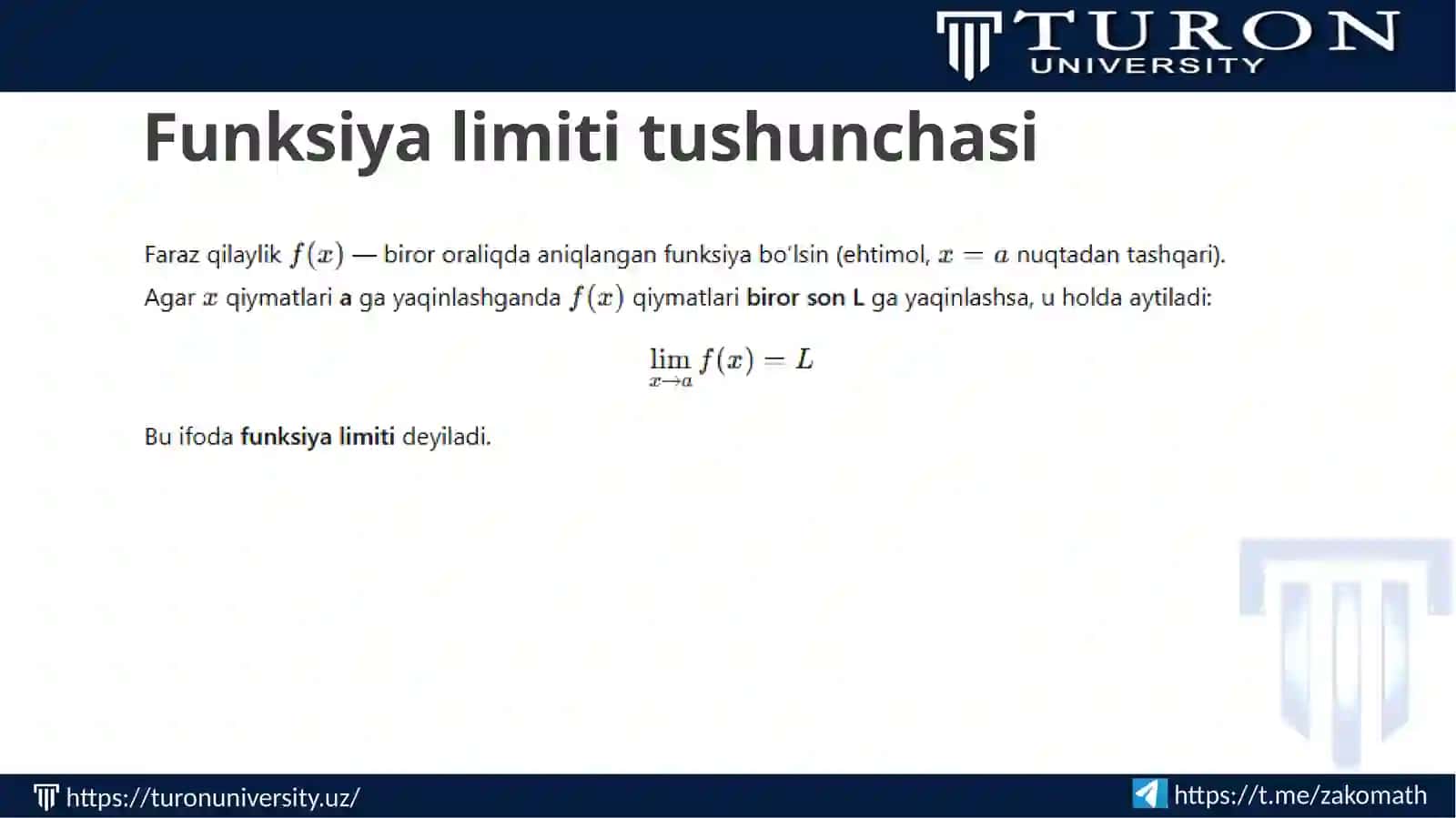 FUNKSIYA LIMITI VA FUNKSIYA LIMITINING ASOSIY XOSSALAR 3